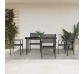 Juego de comedor para jardín 5 piezas，conjunto de comedor de exterior，conjunto de jardín acero y textilene negro cfw993245