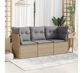 Juego de sofás de jardín con cojines beige 3 piezas | conjunto de jardín de ocio | set de comedor de jardín ratán pe cfw920199