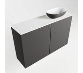 Mondiaz fowy 80cm mueble fondo reducido dark grey. con lavabo sobre mueble poole posición derecho 1 orificio dark grey