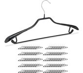 Relaxdays pack de 100 perchas ropa antideslizantes para trajes con barra, metal y pvc, negro, 45 cm