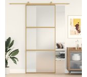 Puerta corredera dorada 90x205 cm cristal esg esmerilado y aluminio
