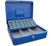 Acropaq cassetta di sicurezza - cassetta porta soldi con vassoio conta-monete, grande - cassetta portavalori, cassa soldi per custodire denaro - blu