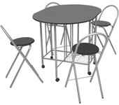 Conjunto de comedor plegable 5 piezas，conjunto de comedor de exterior，conjunto de jardín mdf negro cfw412777