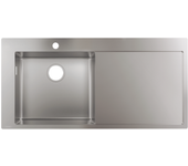 Hansgrohe s71 450 fregadero encastrable de 1 seno con escurridor a la derecha sin desagüe de acero inoxidable
