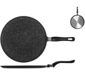 H&h crepiera antiaderente pietra manico bakel cm32 pentole e preparazione cucina, alluminio, nero, 32 cm