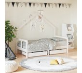 Estructura de cama infantil con cajones blancos 80x160cm madera maciza de pino
