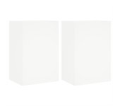 Mueble de tv de pared de 2 piezas en madera compuesta blanca 100x30x30 cm