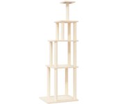 Rascador para gatos con postes de sisal color crema 183 cm