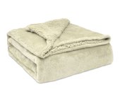 Manta sofá invierno sedalina lisa y borreguito polar sherpa 130x160 cm calentita gruesa suave, briebe, perla, , -
