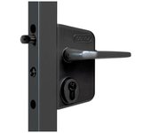 Cerradura ral 9005 negro locinox - manilla + cilindro - perfil 30 a 50 - lakq3030 u2l