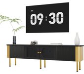 Mueble tv en mdf, negro y dorado, dimensiones: 170 x 45 x 50 cm, peso: 32,3 kg