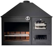 Horno de leña modelo d grande con barbacoa parrilla regulable en altura | barbacoa con horno de leña prefabricado sin leñero sin leñero