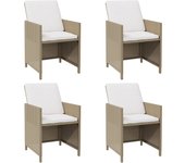 Sillas de jardín con cojines 4 piezas mimbre resina beige
