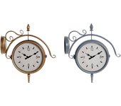 Reloj de pared dkd home decor 43 x 14,5 x 47 cm cristal gris dorado hierro tradicional (2 unidades)