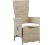 Sillas reclinables jardín 2 uds y cojines ratán sintético beige