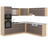 Vicco cocina esquinera r-line, gris noble/roble dorado, 237 x 247 cm , et mármol