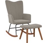 Silla mecedora | sillón balancín relax | sillón de salón con reposapiés terciopelo gris claro cfw770054