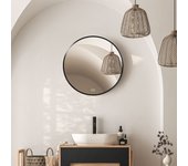 Espejo de baño redondo de ø50 cm con marco de aluminio, espejo de pared ip44, negro, perfecto para baño, salón, dormitorio