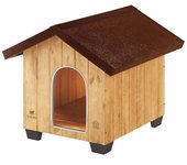 Ferplast caseta de exterior para perros domus medium de madera fsc, pies aislantes, rejilla de ventilación, puerta con perfil de aluminio