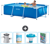Paquete de piscina - intex - rectángulo - 260x160x65 cm + accesorios cb120