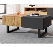 Mesa de centro de madera y metal - con almacenaje oculto - natural & grey