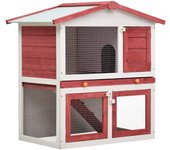 Maison exclusive - jaula conejera con 3 puertas madera rojo