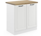 Vicco armario bajo para fregadero r-line, blanco casa de campo, 80 cm , et roble