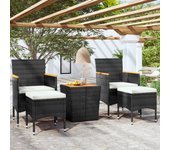 Mesa y sillas jardín 5 piezas | conjunto de jardín de ocio | set de comedor de jardín ratán sintético madera acacia negro cfw429128