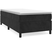 Cama con somier tapizado y colchón de polipiel negra 90x190 cm