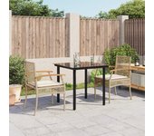 Set comedor de jardín 3 piezas | conjunto de jardín | muebles de jardín con cojines ratán sintético beige cfw208124