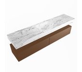 Mondiaz alan-dlux 200cm mueble de baño rust 2 cajones. con lavabo cloud centro sin orificios color glace