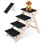 Escalera para perros 2 en 1 rampa de madera plegable para perros hasta 80kg peldaño antideslizante para perros