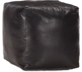 Puf 40 x 40 x 40 cm negro piel auténtica de cabra