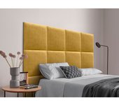 Dhome cabecero tapizado en tela acualine compuesto de paneles autoadhesivos intercambiables de cama lujo dormitorio acolchado (mostaza, 105cm)