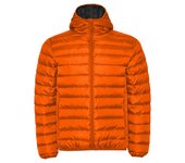 Chaqueta de hombre acolchada con relleno tacto pluma y capucha fija ajustada norway roly