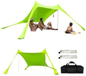 Toldo de playa portátil, refugio solar con anclajes para sacos de arena, tienda de acampada al aire libre 118'l x 118'w x 79'h