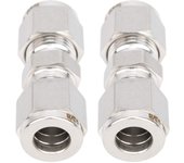 Adaptador de tubo de doble casquillo recto de acero inoxidable 316 de 2 piezas para tubería (f3/8)