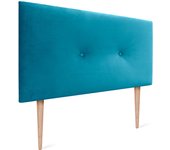 Dhome cabecero de terciopelo liso con botones con patas alta gama moderno cabezal tapizado cama lujo dormitorio acolchado (celeste, 105x105cm)