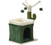 Fudajo árbol rascador para gatos 70cm diseño cactus poste sisal 4mm con caseta y 3 bolas de juego