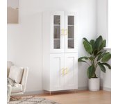 Aparador alto | aparador de comedor | armario de cocina madera contrachapada blanco 69,5x34x180 cm cfw26551