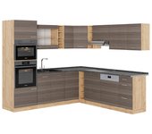 Vicco cocina esquinera r-line, gris noble/roble dorado, 237 x 247 cm , et antracita