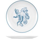 6x plato de porcelana decorado h&h ocean cm 27