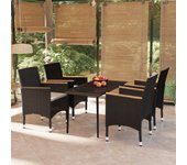 Juego de comedor de jardín 5 piezas，conjunto de comedor de exterior，conjunto de jardín con cojines negro cfw996095