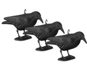 Relaxdays pack de 3 figuras cuervo espantapájaros, ahuyentadores palomas, colgantes o de pie, jardín y balcón, negro