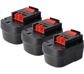 Vhbw 3x batería recargable compatible con black & decker hp122kd, hp126f2b, hp126f2k, hp126f3b, hp126f3k herramientas eléctricas (1500 mah nimh 12 v)