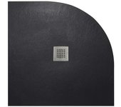 Plato de ducha cuarto de círculo strato 90x90 cm - negro - resistente y fácil de instalar - baño - ducha