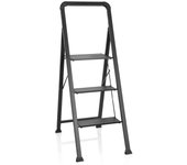 Escalera plegable solid w6 acero / aluminio negro con asa 3 peldaños hjh office