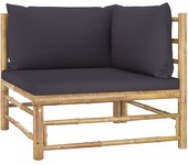 Set de muebles de jardín 2 piezas bambú y cojines gris oscuro
