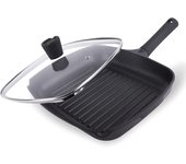 Sartén plancha cuadrada de 28 cm + tapa de cristal