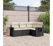 Juego de sofás jardín 4 piezas | conjunto de jardín de ocio | set de comedor de jardín con cojines ratán sintético negro cfw586215